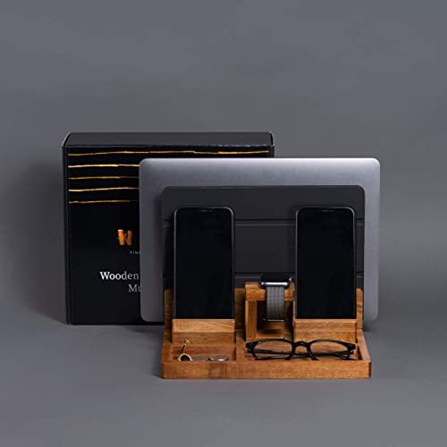 WUTCRFT - Дървена зарядно устройство /нощно шкафче-органайзер за различни устройства, включително телефон, смарт