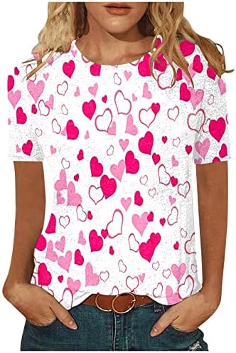 NOKMOPO Дамски Ежедневни Ризи С Къс Ръкав Модни Удобни Ежедневни Блузи С кръгло деколте и принтом, Блуза С Къс