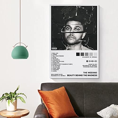 Плакат MEETJE Singer Weeknd Красотата на лудостта, Плакати на платно, Стенно Изкуство, Интериор за спални, Офис, Подарък за рожден ден, Без рамка: 12x18 инча (30x45 см)