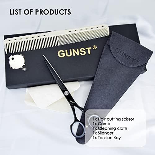 Професионални фризьорски ножици 15,24 см, черни ножица за подстригване на коса (6 инча)