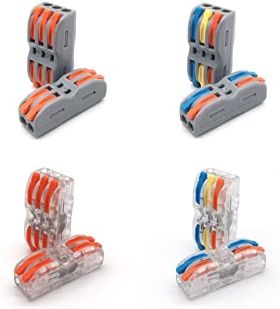 AGOUNOD Мини Быстроразъемные Cable конектори Универсален Компактен Проводник Пружинен Свързващ конектор за публикуване Вставная клеммная актуално SPL-42 422 (Цвят: T11T (синь