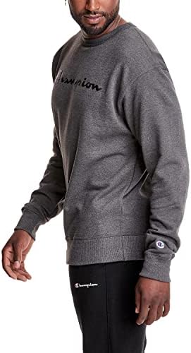 Мъжки hoody Champion's Powerblend Fleece Crew Sweatshirt за мъже с яка-часова, на който пише Сценарий (обл. или Big & Tall)