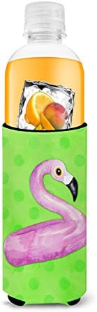 Caroline's Treasures BB8255TBC Flamingo Floaty Green Полка точки За Обнимашек за Високи Момчета, Калъф за Обнимашек с охлаждащ ръкав, Може да се Пере В Кола, Калъф за Обнимашек За напитки, С?