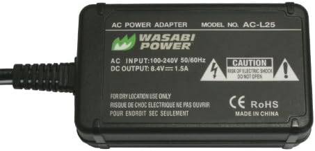 Адаптер за променлив ток Wasabi Power за Sony AC-L200, AC-L200C, AC-L25, AC-L25A, AC-L25B, AC-L25C и Sony Handycam DCR-DVD7, DCR-DVD105, DCR-DVD108, DCR-DVD203, DCR-DVD205, DCR-DVD305, DCR-DVD308, DCR-HC20, DCR-HC21, DCR-HC26, DCR-HC28, DCR -HC30, DCR-HC32, DCR-HC36, DCR-HC38