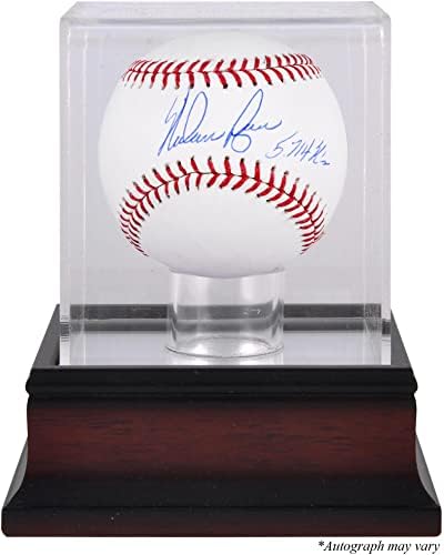Играта на топка с автограф на Нолан Райън с Надпис 5714 K 's и Витрина от махагон за бейзбол - Бейзболни топки с автографи