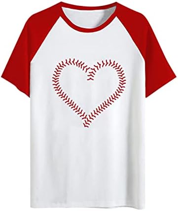 Бейзболни Потници за Жени и Момичета, Тениска с Къс Ръкав и Шарките, Raglan, Джърси, Летни Ежедневни Тениски