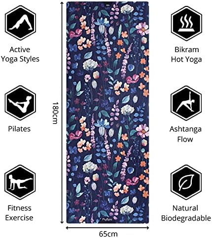 Универсална подложка за йога Plyopic | Луксозна подложка за пот / Комбинирано кърпа | Екологично Чист натурален каучук | идеален за практикуване на йога, пилатес, бикрам