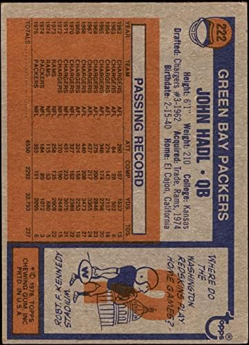 1976 Topps 222 Джон Хэдл Грийн Бей Пакърс (Футболна карта) GD+ Пакърс Канзас