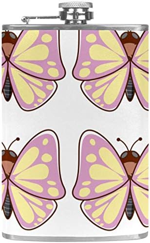 Фляжка за алкохол от Неръждаема Стомана Запечатани с Фуния 7,7 унция в Кожа Джоба една Чудесна Идея за подарък Фляжка - Красивата Пеперуда