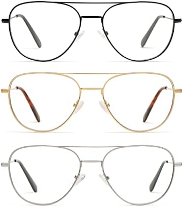 Комплект от 3 теми, ретро Очила-Авиатори за четене, Мъжки и Дамски Модни Квадратни Сини Светозащитные Компютърни