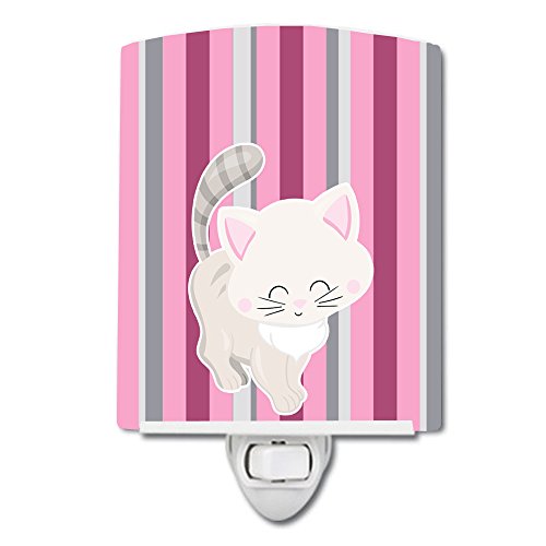Керамични лека нощ Carolin's Treasures BB6878CNL Kitten Cat Розово-сив цвят, Компактен, сертифициран UL, идеални за спални, баня, детска, коридор, кухня,
