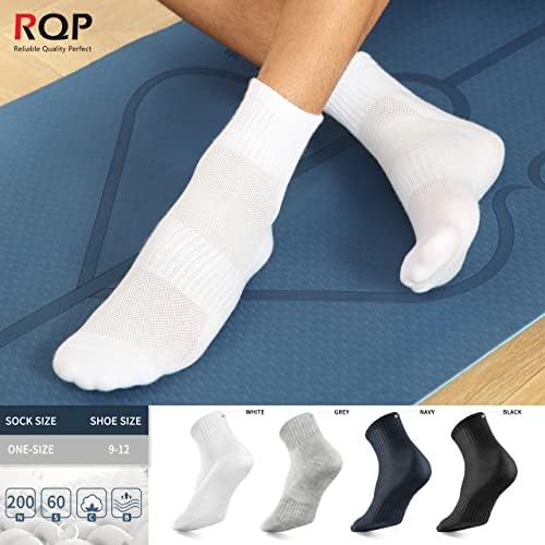 RQP Мъжки Памучни Чорапи до Глезена Размер 9-12 Спортни Дишащи Работни Чорапи с дълбоко деколте, Дължина до