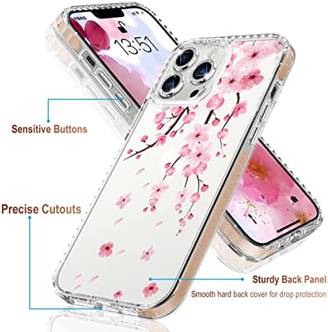 Прозрачен калъф ASONCE за iPhone 13 Pro Max е с цветен дизайн, [Защитно фолио за екрана + блестяща защита на