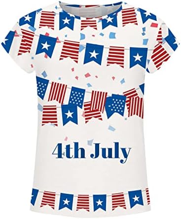 На 4 юли Дамски Ризи С Принтом на Американското Ежедневна Блуза, Шапка С Къс Ръкав Тениски Модни Летни Патриотични