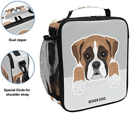 Pfrewn Кутия за Обяд с Шарени Кучета Боксер Куче Изолирано Чанта За Обяд на Торби за Многократна употреба-Охладители