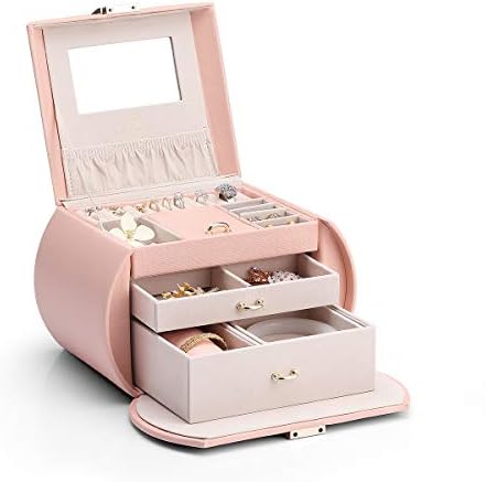 Vlando Jewelry Box Organizer Розов Комплект За Съхранение на Шкатулок за Бижута Дома или за Пътуване