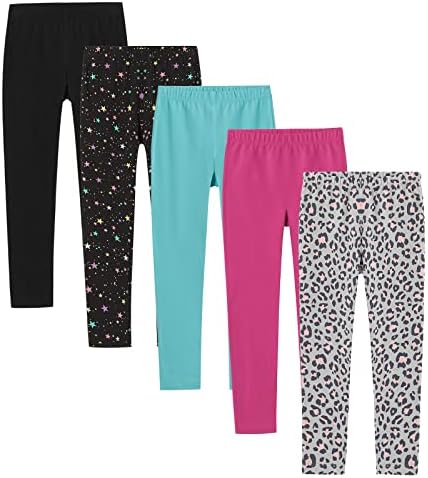 Гамаши за момичета LAPASA, Памучни Трикотажни Панталони За Малки Момичета Пълна дължина от 3 до 13 години, Разтеглив Многоцветни, 4 и 5 опаковки G11