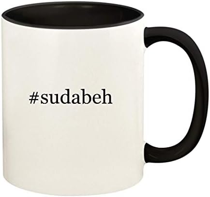 Подарък дрънкулки #sudabeh - Хэштег 11 грама, Керамични Цветна Дръжка и Вътрешната част на Кафе Чаши, Черна