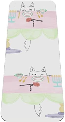 Cartoony сладък Котка с Меч на Дракона Премиум-клас, по-Дебела подложка за Йога, в Екологично Чист Гумена подложка