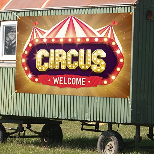 Добре Дошли Цирк Фон Банер Декор Кафяво-Червено Бели Райета Палатка Карнавальная Парти Украса за Момичета, Момчета