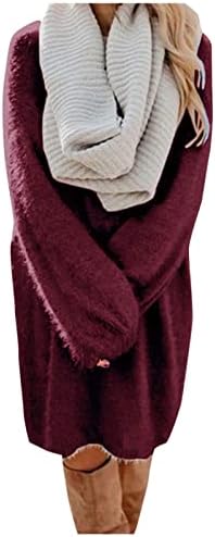iQKA една модерна Женствена Рокля-Пуловер с кръгло деколте и Ръкав, Обикновена Възли Рокля-Пуловер, Рокля-пуловер
