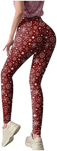 ZDFER Коледни Панталони за Йога за жени, Коледни Гамаши за Йога с Принтом Снежинки, Подтягивающие Бедрата, Тренировка