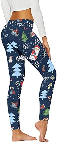 ZDFER Коледни Панталони за Йога за жени, Подтягивающие Бедрата Коледни Гамаши За тренировки с Принтом Дядо Коледа, Гамаши за Йога с контрол на корема