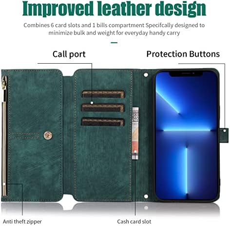 Чанта-портфейл XYX за Samsung S7 Edge, Портфейл с цип с веригата през рамо, Кожена чанта за Носене на Китката,