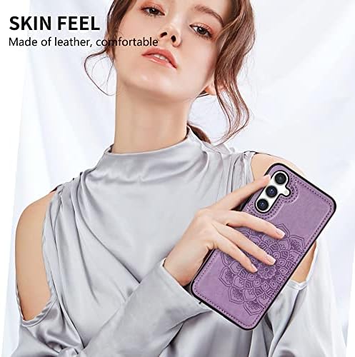 YWKJ е Съвместим с Samsung Galaxy A54 5G Чанта-портфейл с отделения за карти, Разтегателен Кожен калъф-Мандала с Магнитна закопчалка, Защитен калъф за Samsung Galaxy A54, една чанта-пор