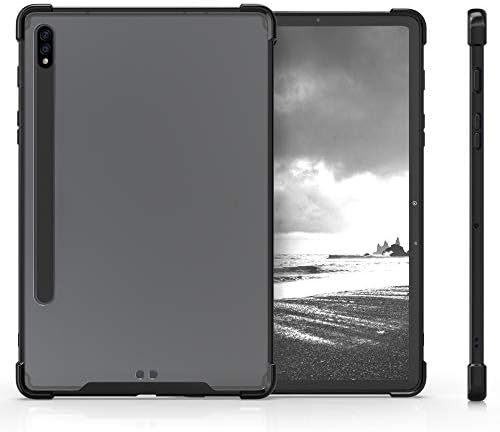 Калъф kwmobile, съвместим с Samsung Galaxy Tab S8 / Galaxy Tab S7 - Прозрачна пластмаса и TPU - Кант Черен /