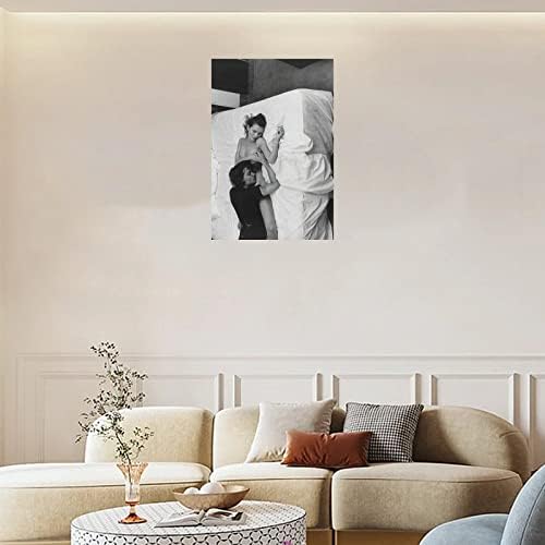 Ретро Постер Модел Плакат Джони Деп и Кейт Мос Секси Плакат Платно Картина Стенен Художествен Плакат за Спалня Декор в Хола 24x36 инча (60x90 см), Без Рамка-Стил