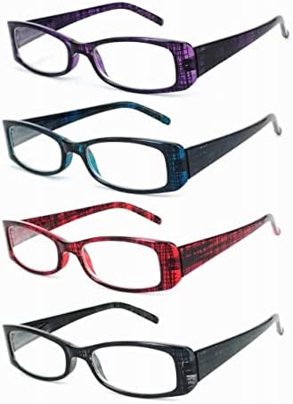 Дамски Компютърни Ридеры в опаковка от 4 теми - Женски Очила за четене със защита от надраскване, Блокер Синя светлина