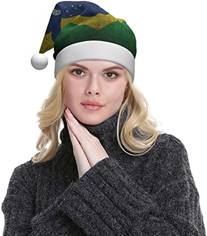 Ретро флаг на Бразилия, забавна плюшен шапка на дядо коледа за възрастни, Коледна шапка за жени и мъже, празнична Коледна шапка
