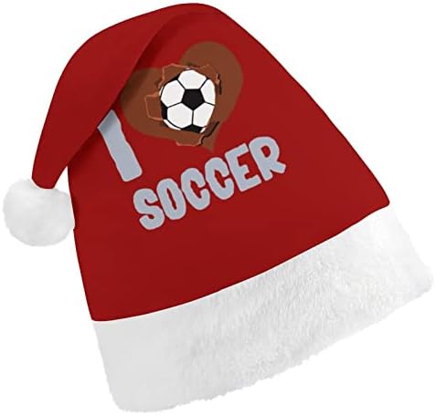 Аз обичам футболната плюшевую коледна шапка, палави и сладки шапки на Дядо Коледа с плюшени полета и удобна подплата, коледна украса