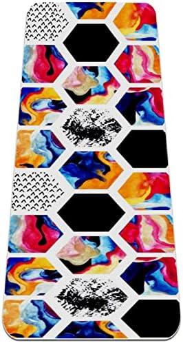 Ярък Абстрактен Мрамор Hexagonal Геометричен килимче за Йога, Дебели Нескользящие Постелки за Йога за жени и