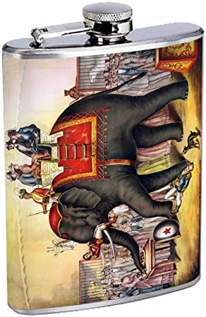 Стилна фляжка от неръждаема стомана с 8 унции, ретро постер D-200 с изпълнението на цирков слон