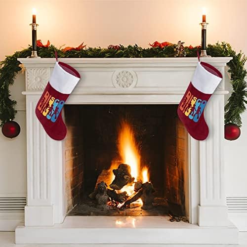 Ретро-Дискотека 1970-те Коледни Чорапи Класически Висящи Орнаменти Бял Маншет Чанта за Бонбони за Семейна Почивка