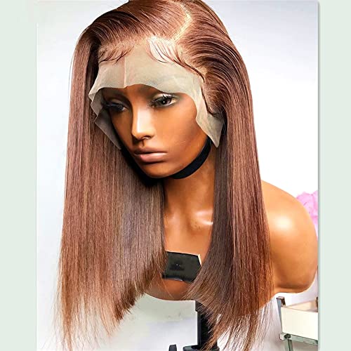 Шоколадово-кафяв цвят директни перуки, изработени от човешка коса 13x4 HD, дантели, бразилски перуки, изработени