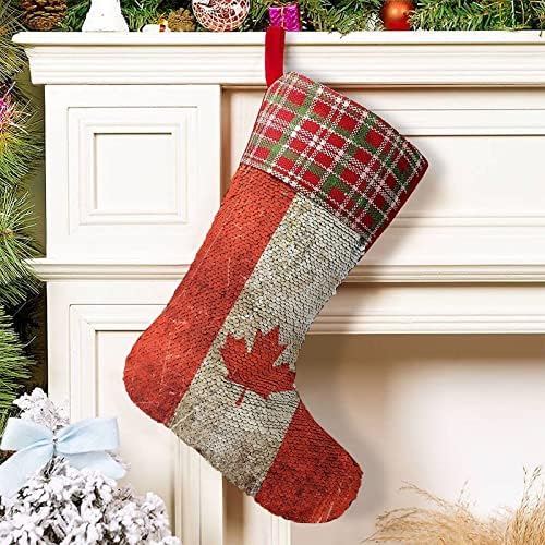 Флаг на Канада С Пайети Коледен Отглеждане Блестящи Ограждащи Висящи Украса Украса за Коледната Елха Празнична