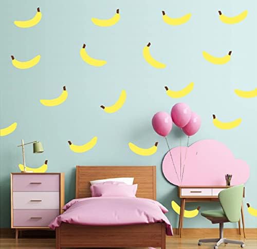 64шт Жълти Банани Стикери за Стена за Детска Стая Подвижни Винил и Стенни Рисунки Декор на Детска Стая Стенописи