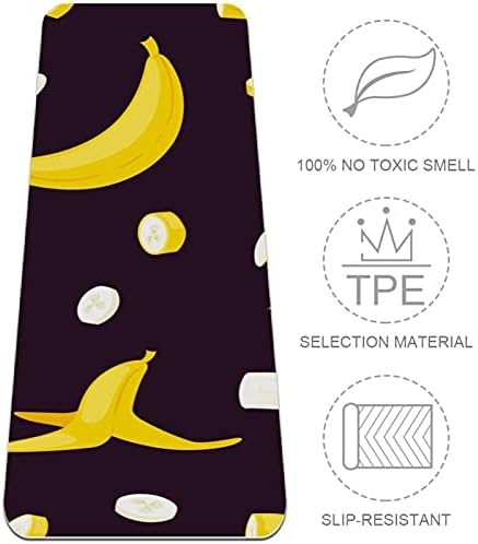 Килимче за йога с дебелина 6 мм, с принтом банани и плодове, Екологично Чисти Постелки за упражнения от ТПЭ,