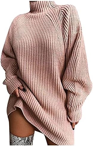Женствена Рокля-пуловер, Мини-Рокля, Вязаное Рокля-пуловер със средна дължина, с Дълбоко деколте Наполовина,