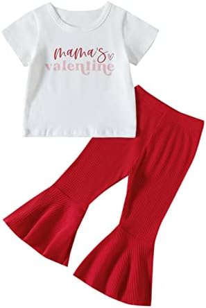Детски Подарък За Малките Момичета за Свети Валентин, Тениска с къс ръкав и писмото принтом, Блузи, Разкроена