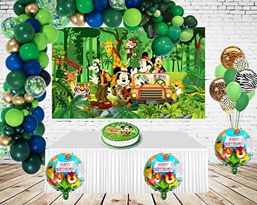 FQFMJDM Зелен Диво Сафари-Фон за парти в чест на рождения Ден на Мики, 5x3 фута, Сафари в Джунглата, Снимка