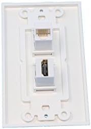 RiteAV - 1 жак Cat6 Ethernet и 1 HDMI порт Стенни табела е Бял декоративен цвят