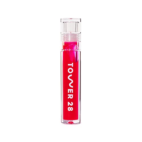 Tower 28 ShineOn Lip Jelly, XOXO | Нискомаслено Вегетариански блясък за устни, Прозрачно розов цвят | Овлажняващ