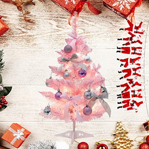 Amosfun Мини Изкуствени Коледни Елхи с Подсветка Настолна Коледно Дърво, Декоративна Лампа за Празнични Партита