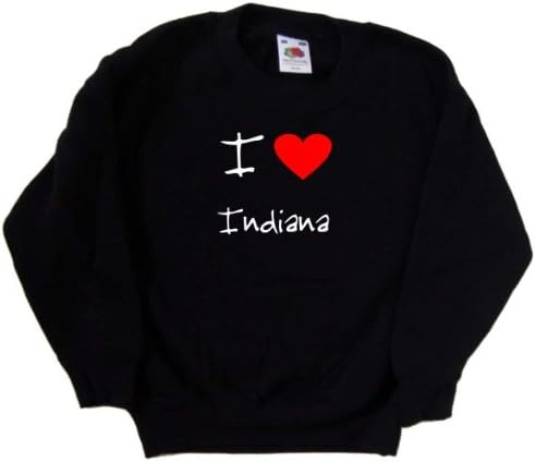 Черна детска Hoody I Love Heart Indiana