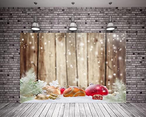 10x10ft Коледен Дървена Фон Размита Светкавица Дървена Фон Коледни Борови Клони Снежна Сцена Семейни Фонове