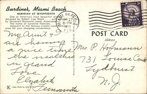 Burdine's Маями Бийч, Флорида, Флорида Оригиналната Реколта Картичка 1959 г.
